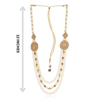   groom sherwani necklace moti mala layered for wedding | groom mala with brooch set 5