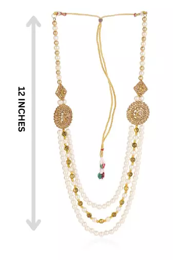   groom sherwani necklace moti mala layered for wedding | groom mala with brooch set