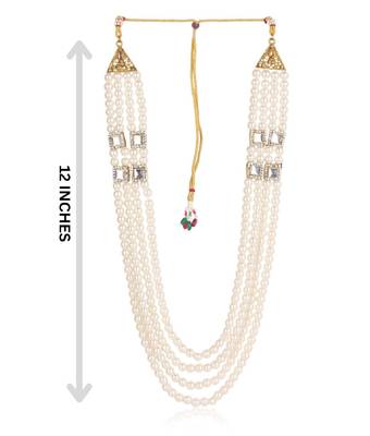   groom sherwani necklace moti mala layered for wedding | groom mala with brooch set 5