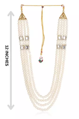   groom sherwani necklace moti mala layered for wedding | groom mala with brooch set