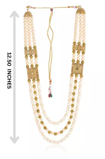   groom sherwani necklace moti mala layered for wedding | groom mala with brooch set