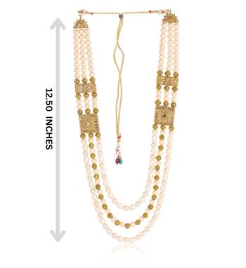   groom sherwani necklace moti mala layered for wedding | groom mala with brooch set 5