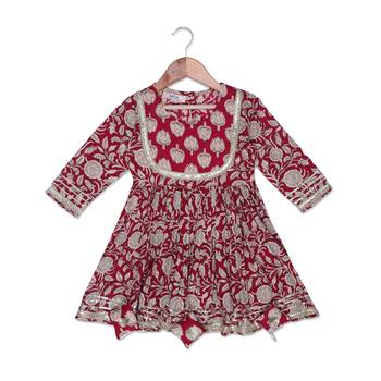 Aatya Kiids maroon embelished 3 dori kurta with sharara 8