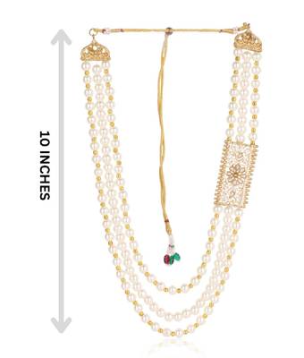   groom sherwani necklace moti mala layered for wedding | groom mala with brooch set 5