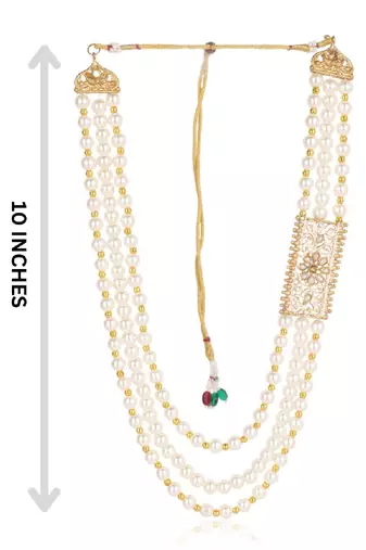   groom sherwani necklace moti mala layered for wedding | groom mala with brooch set