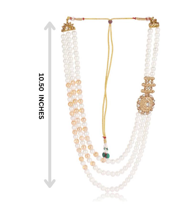   groom sherwani necklace moti mala layered for wedding | groom mala with brooch set