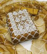 Manvaa women'sustered unstitched embroidered organza dressaterial 