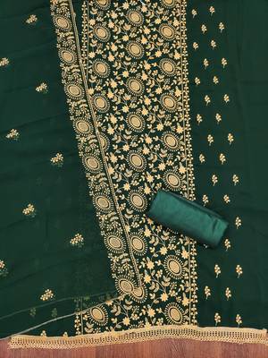 Manvaa women's green embroidered georgette dressaterial 2