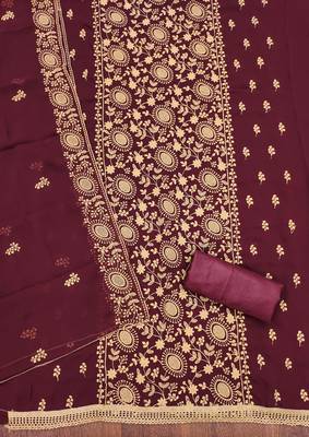 Manvaa women'saroon embroidered georgette dressaterial 2