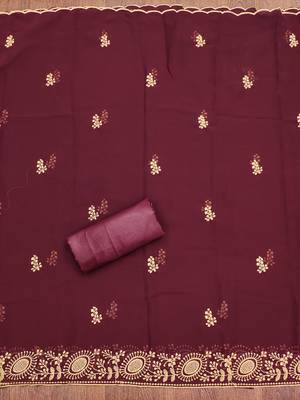 Manvaa women'saroon embroidered georgette dressaterial 3