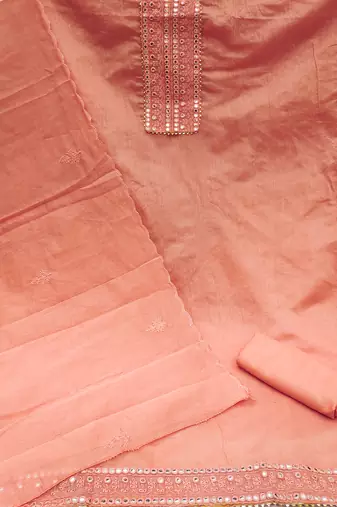 Manvaa women's peach embroideredodal cotton dressaterial