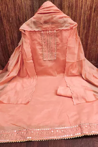 Manvaa women's peach embroideredodal cotton dressaterial