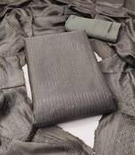 Manvaa women's grey unstitched sequence chanderi cotton dressaterial 