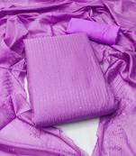 Manvaa women's light purple unstitched chanderi cotton dressaterial 