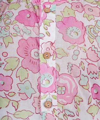 Pink cotton print floral kurta set 4