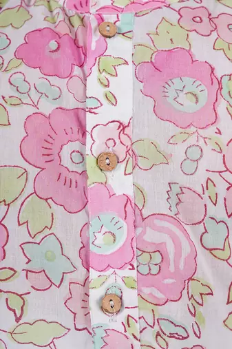 Pink cotton print floral kurta set