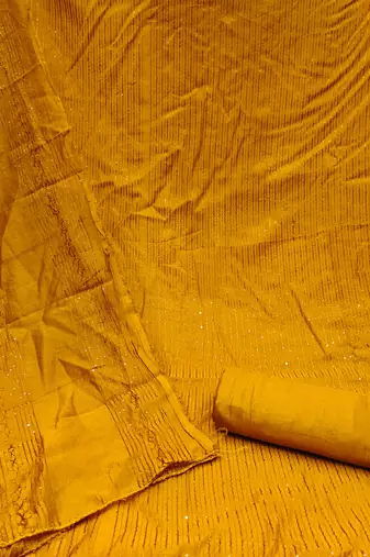 Manvaa women'sustered sequence chanderi cotton dressaterial