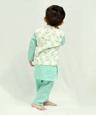 Ice blue cotton print botanic aria bundi kurta set 5