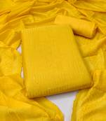 Manvaa women's yellow sequence chanderi cotton dressaterial