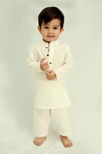 White cotton print blossom max bundi kurta set