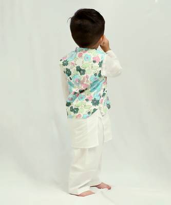 White cotton print blossom max bundi kurta set 5