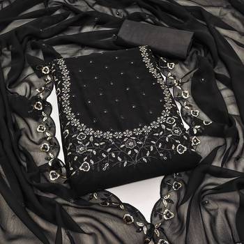 Manvaa women's black sequence georgette dressaterial 1