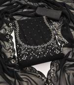 Manvaa women's black unstitched sequence georgette dressaterial 