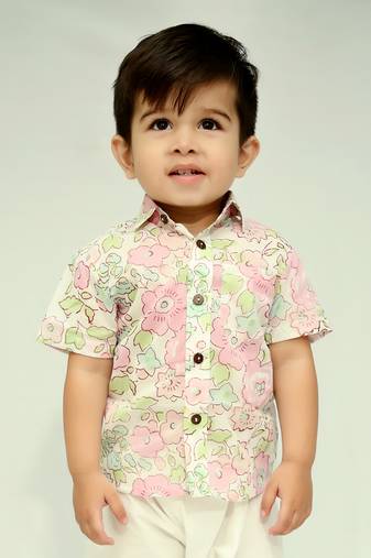 Pink cotton printed shirt