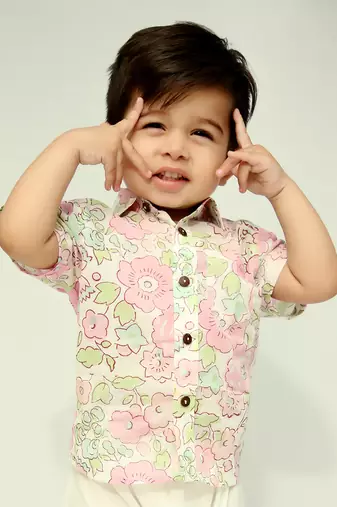Pink cotton printed shirt