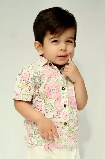Pink cotton printed shirt