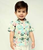 Blue cotton printed shirt