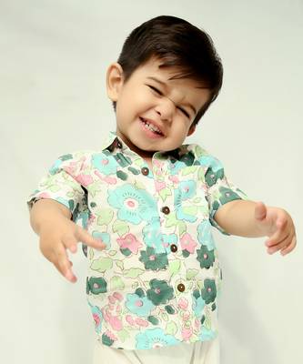 Blue cotton printed shirt 2