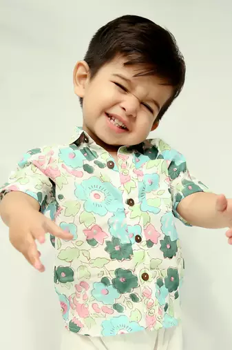 Blue cotton printed shirt