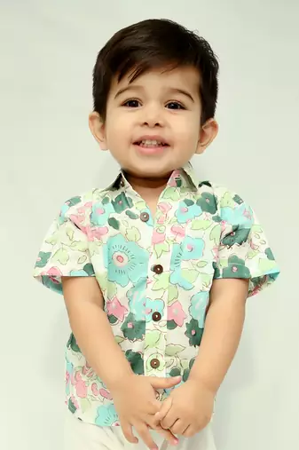 Blue cotton printed shirt