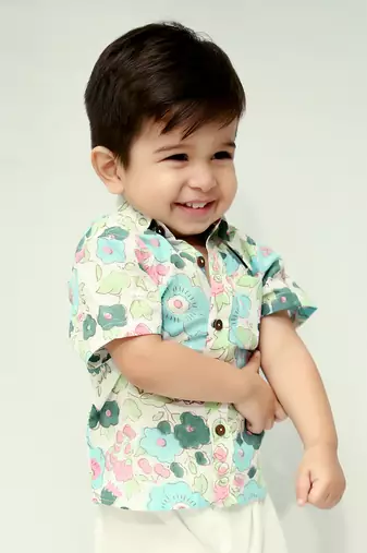 Blue cotton printed shirt