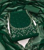 Manvaa women's green unstitched sequence georgette dressaterial 