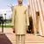 Yellow cotton silk solid kurta pyjamas for men's indian traditional ethnic wear