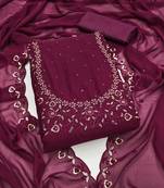 Manvaa women's wine unstitched sequence georgette dressaterial