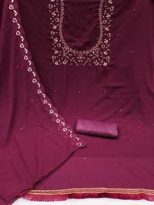 Manvaa women's wine sequence georgette dressaterial 2
