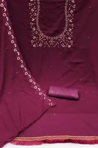 Manvaa women's wine sequence georgette dressaterial