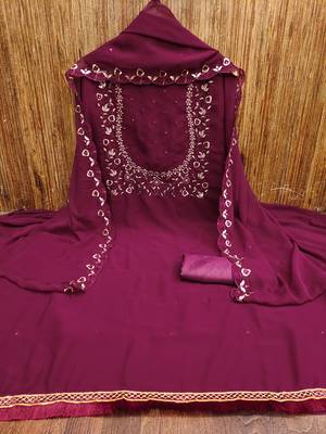 Manvaa women's wine sequence georgette dressaterial 4