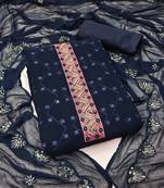 Manvaa women's blue unstitched sequence georgette dressaterial 