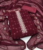 Manvaa women'saroon unstitched sequence georgette dressaterial 