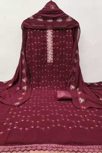 Manvaa women'saroon sequence georgette dressaterial