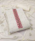 Manvaa women's white unstitched sequence georgette dressaterial 