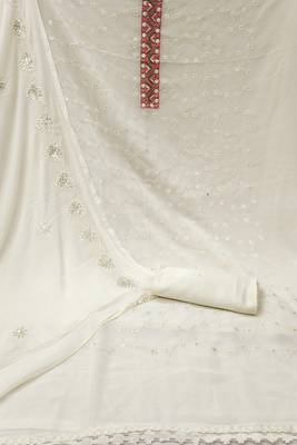 Manvaa women's white sequence georgette dressaterial 2