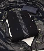 Manvaa women's black unstitched sequence georgette dressaterial (rnx611blk)