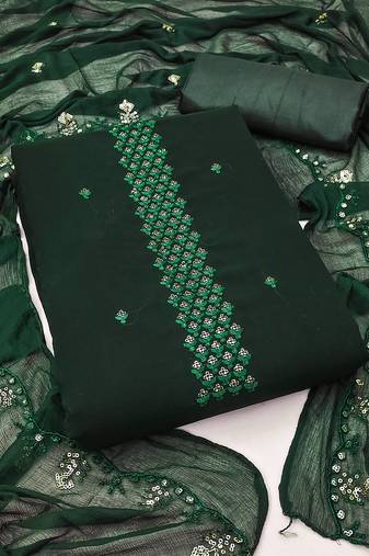 Manvaa women's green unstitched sequence georgette dressaterial 
