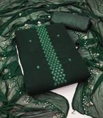 Manvaa women's green unstitched sequence georgette dressaterial 