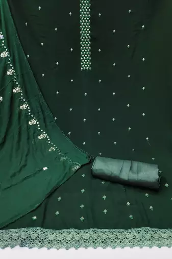 Manvaa women's green sequence georgette dressaterial